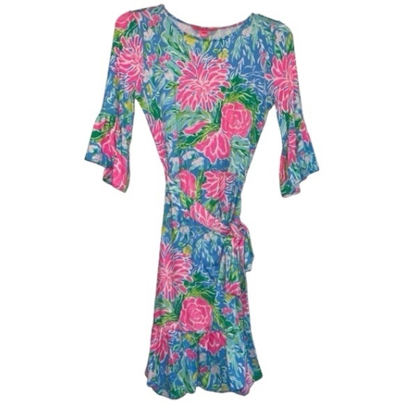 Lilly Pulitzer Kassi Dress Medium Zanzibar Blue Bunny Business - Picture 3 of 4